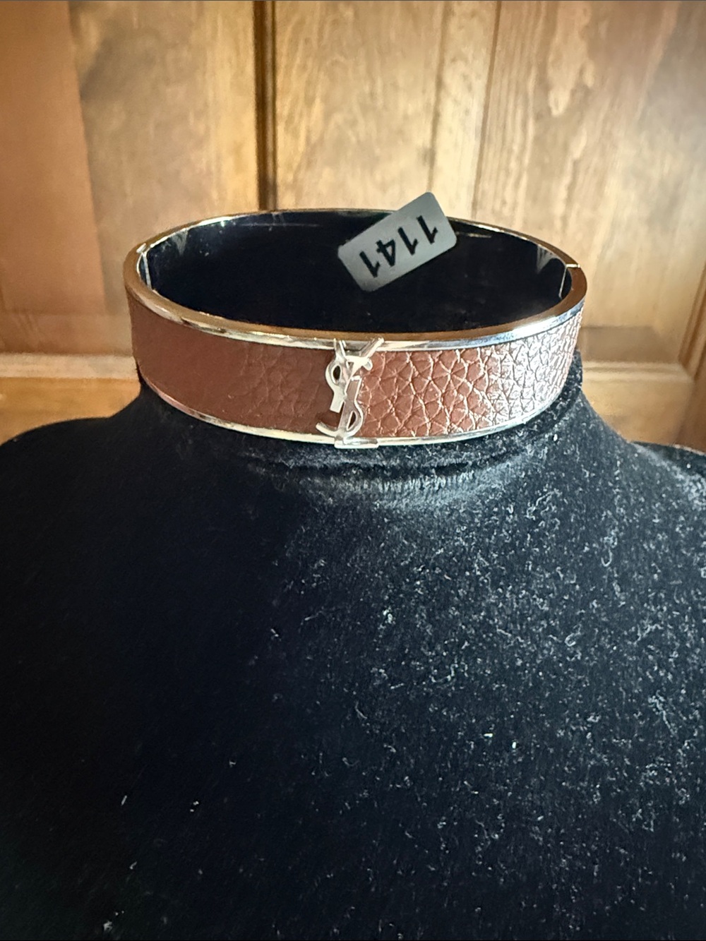 Brown Leather  Bracelet with Gold Trim